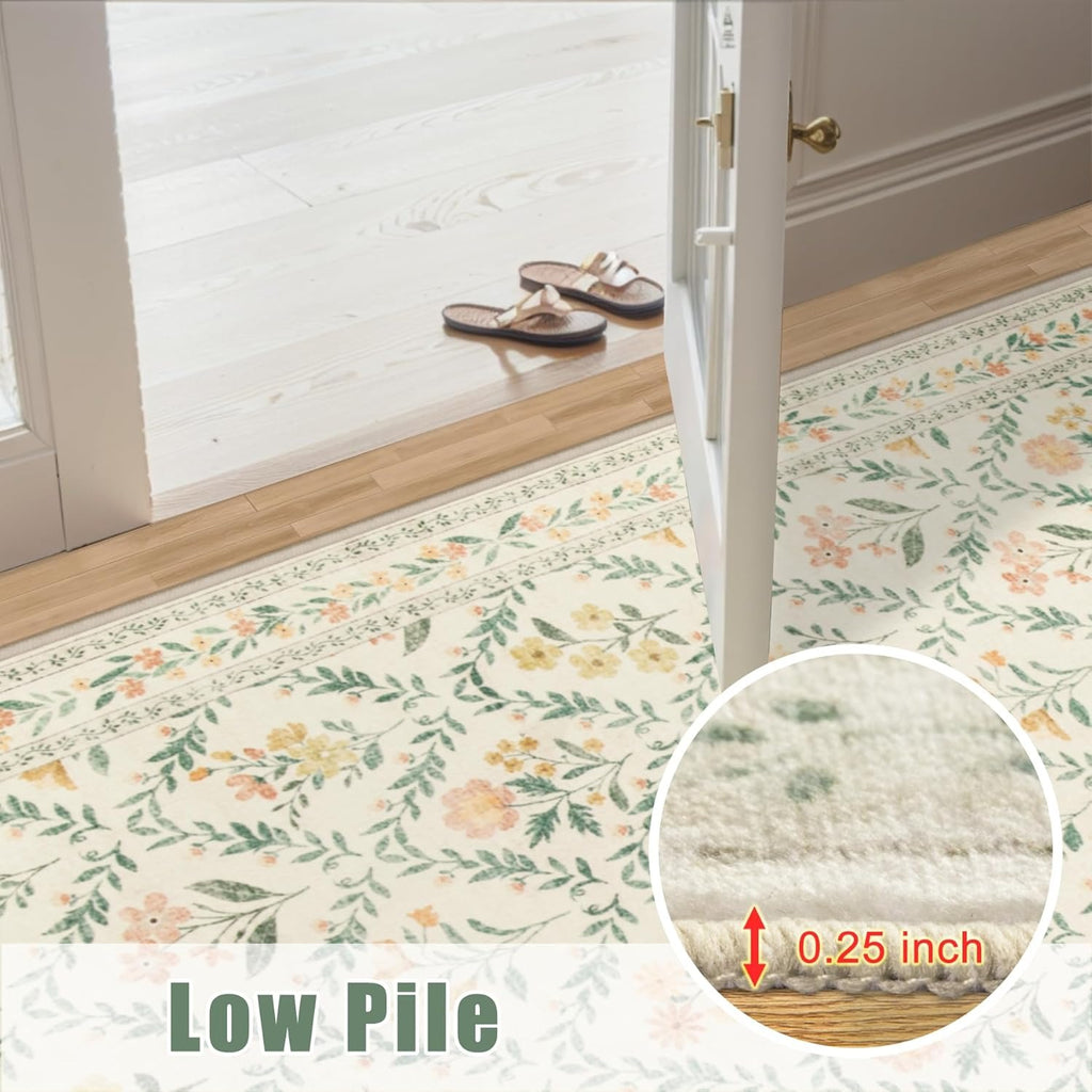 Beige Floral Area Rug