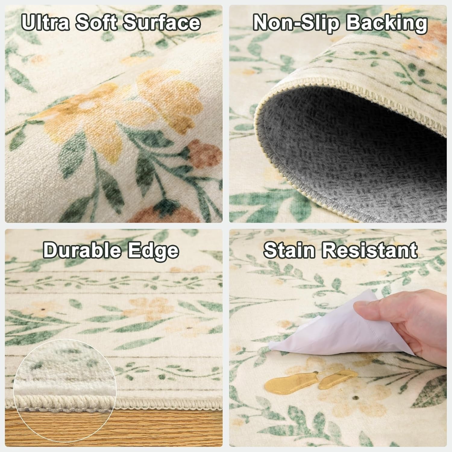Beige Floral Area Rug